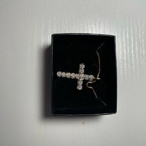 18K Gold Technibond Cross Necklace with Sterling Silver Never Worn
